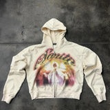 H-Hang Hop Star Girl Printed Black Zipper Hoodie Woman 2025 Y2k Harajuku Jacket