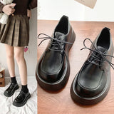 Shoes Women In The Autumn And Winter 2025 New Retro Lace British Thick Soles Round Head Loose Cake Soles Small Leather Shoes