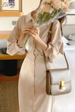 Evening Shirt Dresses for Women Party Fashion High Waist Korean Lace Up Long Woman Dress Elegant Autumn 2023
