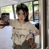 Zingj Short-Sleeved T-Shirt Women 2024 Summer Irregular Design Sense Pure Desire Hot Girls Short Students On