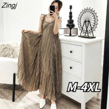 Dress Women Elegant Ins Sleeveless Summer Leisure A-line Sexy Retro Folds Vintage Empire Beach Holiday Vestidos