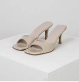 High-Hed Cool Slippers Bright Skin 2025 New Catchy And Square Toe Sexy External Wear Slippers