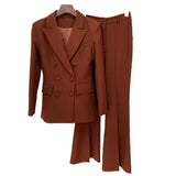 Star Fashion New Double Buckle Suit Jacket Horn Trousers Set Two