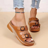 Women's Slippers 2025 New Thick And Low Belt Buckle Round Head Casual Shoes 35-43