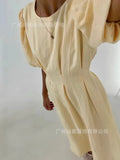 Summer Women's Long Dress Elegant Short-Sleeved