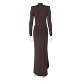 Turtleneck Long Sleeve Wrap Maxi Dress- Outfit