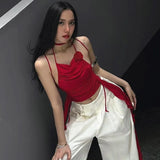 Zingj Hot Girl Pleated Three-Dimensional Flowers Hanging Neck Slim Vest 2023 Spring / Summer Pure Desire Sleeveless French Temperament