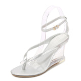 Zingj High Heels Female Summer New Korean Version Of Versatile Summer Women's Shoes A Word Buckle Simple Wedge Sandals