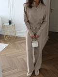 And Winter New Lazy Windy Open Shirt Sweater Set Women's Comfortable Top + Pants Knitted Two