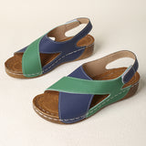 Bottom Cross-Slope Heel Sandals Women Wear Large-Size Impact Air-Breed Magic Sticky Beach Cold