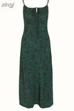 Dress Women Boho Dresses Spaghetti Strap Women Dress Vintage Floral Print Sundress French Style Vestidos