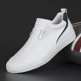 Autumn New Men's Shoes Trendy Shoes Men's Double Zip Casual Shoes Men's Board Shoes Trend Warm Leather