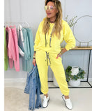 Autumn And Winter New Women's Pure Color Round Neck Long Sleeves With Splicing Trousers Set