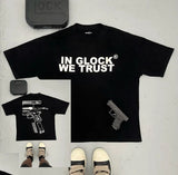 Street Pistol Trend New Front And Rear Printing T-Shirt Gothic High Street Short-Sleeved Round Collar