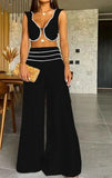 Zingj 2023 New Fashion Contrast Color Low-Cut Sexy Short Vest Casual Pants Suit-Outfit