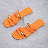 Summer New Women's Shoes Sand Slippers Large-Size Bright-Faced Flat-Bottomed Women's Slippers
