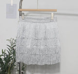 Shiny Tassel Dress Girl Autumn Design Small Babes Dance Irregular A Short Skirt