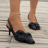 Zingj Heel Sandals Women 2024 Summer Pointed Fashion Bow Baotou Back Empty Thin Heel Fashion Women's