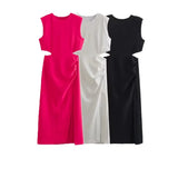 Zingj Summer Women's Hollow Out Decoration Sleeveless Dress 7814688