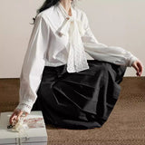 Thousand Gold Lace Bow White Shirt Women 2025 Niche New Bottom Shirt Shirt In
