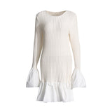 French Long-Sleeved Round-Neck Dress Women 2025 Summer New Famous Wind Lotle Side High-End Knitted