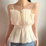 Y2k Top Women Waist Sleeveless Vest French Korean Fashion Clothing Design Solid Shirt Slim Top Elegant Clothes