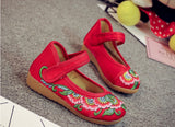 Zingj Shoe Box Girls Embroidered Cloth Shoes, Flat Single Shoes, Children's