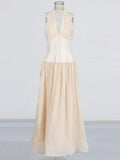 Light-Cooked Windy Sexy V-Neck Hanging Neck Dress Dress 2025 New Niche Girded Lanky Dress