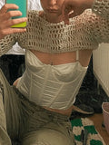Long Sleeve Crochet Bolero Knit Top- Outfit