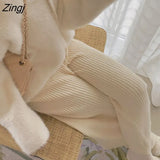Sweater Pants Women Autumn Fashion Solid Elastic High Waist Loose Wide Leg Trouser Female Thick Warm Knitted Carrot
