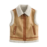 Women's Clothing 2025 Autumn And Winter New Fur One-Piece Velvet Splicing Vest
