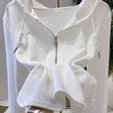 Zingj Solid Color Hoodie Women Autumn 2023 New Foreign Style Long Sleeve T-Shirt Women Bottom Shirt Top Ins
