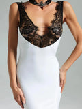 Patchwork Lace Sheer Camisole Midi Dress- Outfit