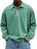 New Men's Shirt Casual Long-Sleeved Button-Down Polo Shirt