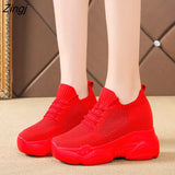Heels Platform Sneakers Women Breathable Air Mesh Wedge Sock Shoes Woman 2023 Spring Casual Shoes Zapatos De