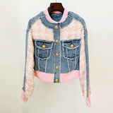 New Thousand Bird Cowboy Splicing Loose Side Baseball Uniform Jacket