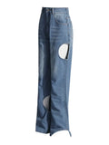 Zingj Casual Advanced Sense Straight Pants Spring 2024 New High Waist Hollow Design Sense Of Women's