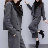 Women's Clothing 2025 Autumn And Winter Two Sets Of Trousers With Trousers With Tyribs, Coat Broad Leg Trousers Casual Fashion Suit Women's