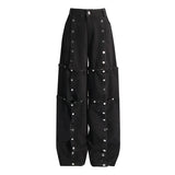 Small Street Style Trousers 2025 New Detachable Multi-Buckle Design Sense Irregular High-Rise