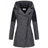 Explosion Of Women's Autumn And Winter Long Hooded Loose Zip-Chain