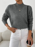 And Winter Half-High Collar Cover Long-Sleeved Sweater Women's Fashion Solid Color Loose Knitting