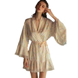 Sweet Heartbreak Flower Pajamas Silk Silk Lace Sexy Pajamas Girl High-End Home Dress Morning