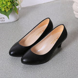 High Heel Single Shoes Women's Low-Heeled Fashion Tip Shoes 5CM Coarse Heel Casual Leather Shoes Low Heel Work Performance