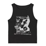 Gothic Punk Printed Rib Crop Tank TopOutfit