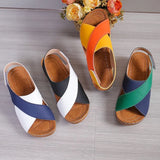 Bottom Color Roman Sandals Women's Pine Cake Bottom Magic Sticker Beach Cool Slippers