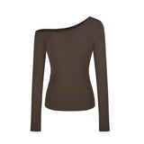 Zingj Desire Hot Girl Slim Slim Show Thin Off-Shoulder Long Sleeve T-Shirt Women's Early Autumn Design Sense Versatile Bottom Shirt Student
