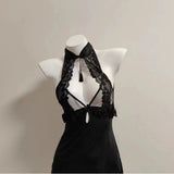 Cheongsam Pendant Neck Pyjab Sexy Hollow Cheongsam High-End Pure Lusty Homewear