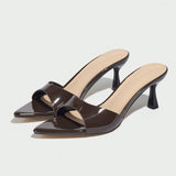 Women's High-Heeled Sandals One-Word Wide-Faced Muller Elegant Pointed Comfortable Kitten And Four-Season Night Party Women's