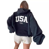 Women's Casual Fashion Print Thicken With Long-Sleeved Hooded Hoodie