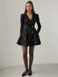 Fashion Ballet Elements Design Floral Thorn Dress Dress Women's High-End Butterfly Embroidery V-Neck Long